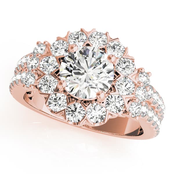 Vintage Accented Halo Engagement Ring, style 51028, Front view in rose gold