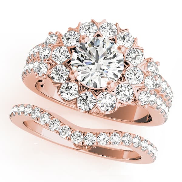 Vintage Accented Halo Engagement Ring, style 51028, On hand view in rose gold