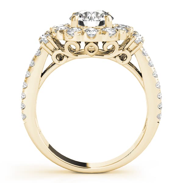 Vintage Accented Halo Engagement Ring, style 51028, Side view in yellow gold