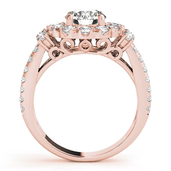 Vintage Accented Halo Engagement Ring, style 51028, Side view in rose gold