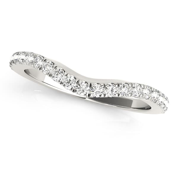 Split Prong Curved Wedding Band — White Gold