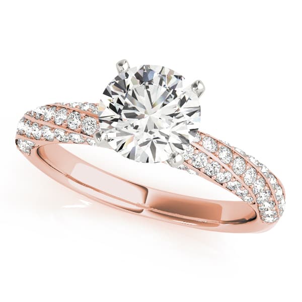Twisting Pavé Engagement Ring, style 51029, Front view in rose gold
