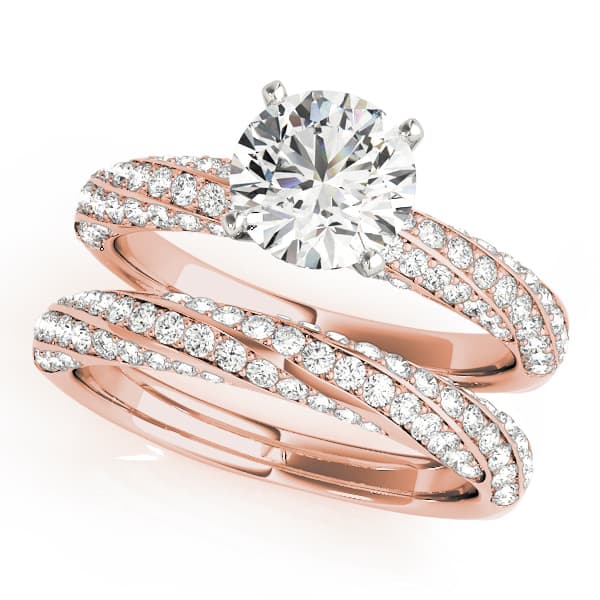 Twisting Pavé Engagement Ring, style 51029, On hand view in rose gold