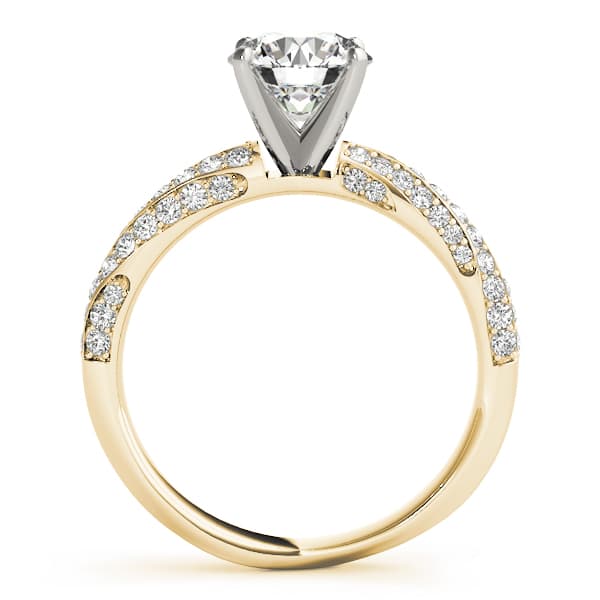 Twisting Pavé Engagement Ring, style 51029, Side view in yellow gold
