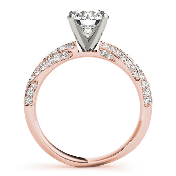 Twisting Pavé Engagement Ring, style 51029, Side view in rose gold