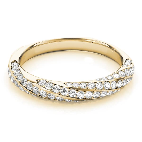 Twisting Diamond Wedding Band (0.59 ct. tw.), On hand view in yellow gold