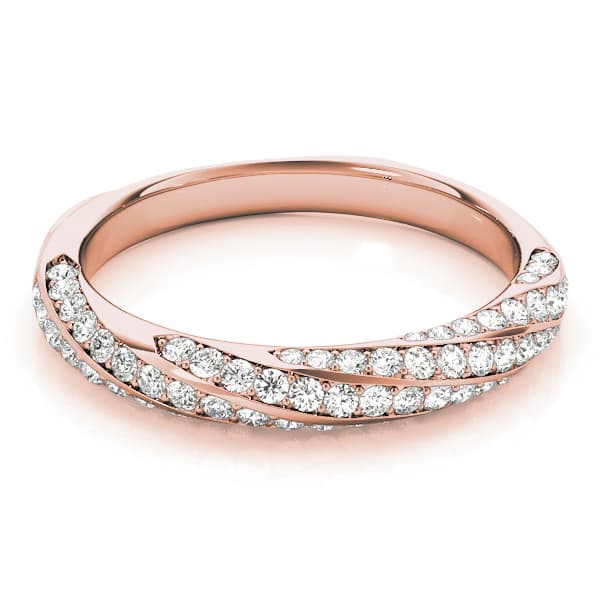 Twisting Diamond Wedding Band (0.59 ct. tw.), On hand view in rose gold