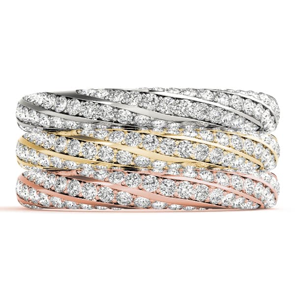 Twisting Diamond Wedding Band (0.59 ct. tw.), Top view in white gold or platinum