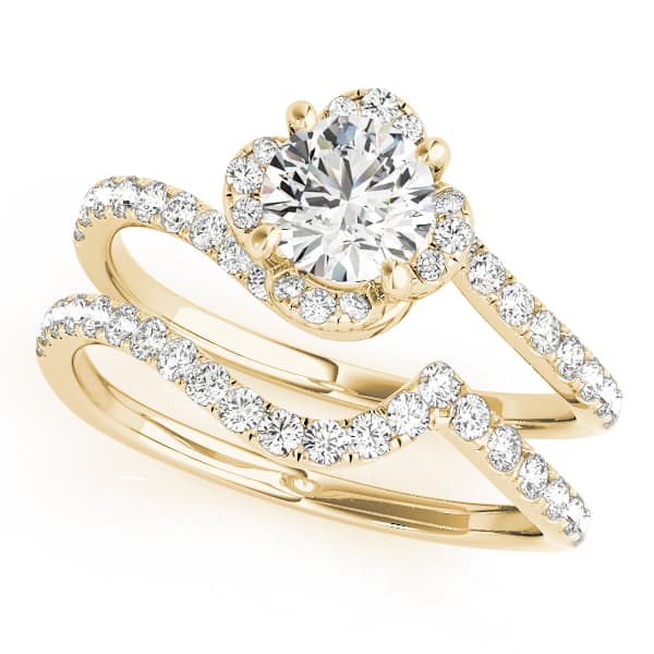 Engagement Ring, style 51030, On hand view in yellow gold