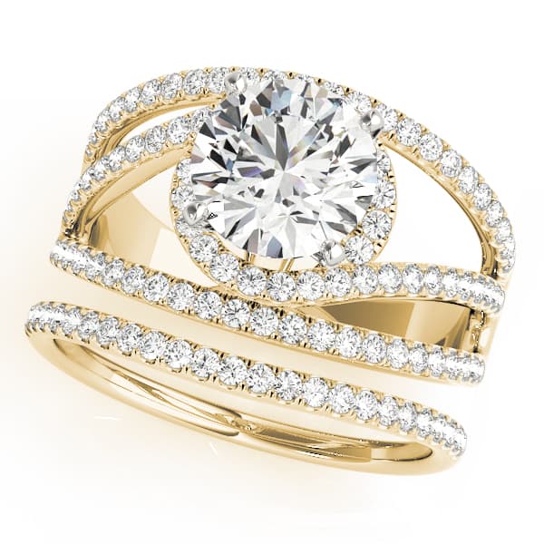 Bypass Multi-Row Engagement Ring, style 51031, On hand view in yellow gold