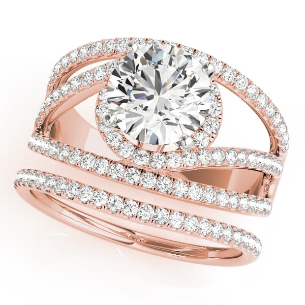 Bypass Multi-Row Engagement Ring, style 51031, On hand view in rose gold