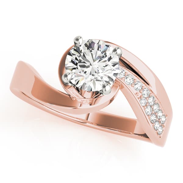 Bypass Accented Engagement Ring, style 51032, Front view in rose gold