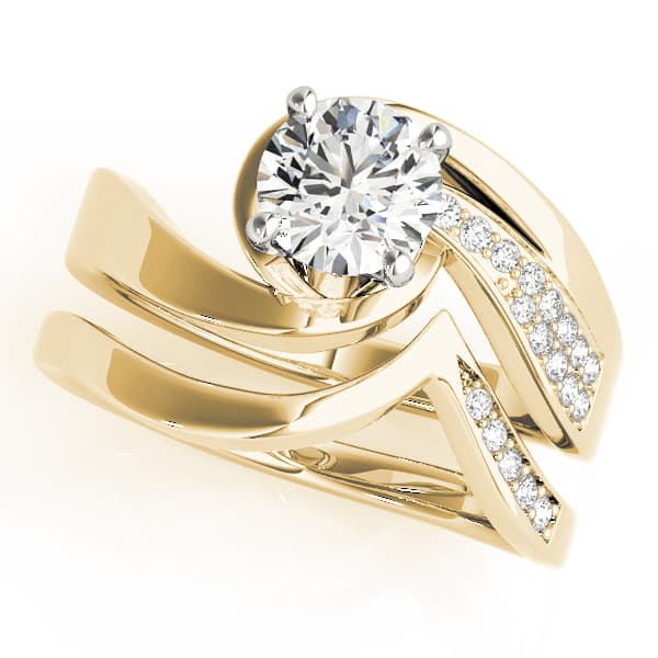 Bypass Accented Engagement Ring, style 51032, On hand view in yellow gold