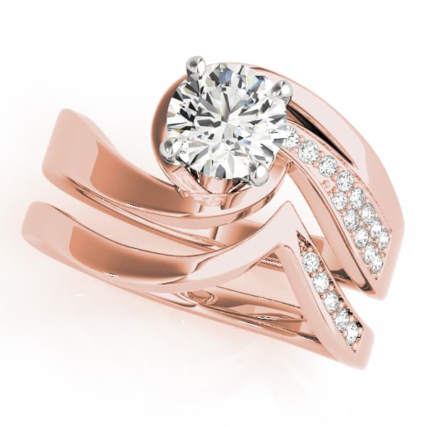 Bypass Accented Engagement Ring, style 51032, On hand view in rose gold