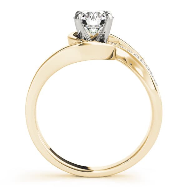 Bypass Accented Engagement Ring, style 51032, Side view in yellow gold
