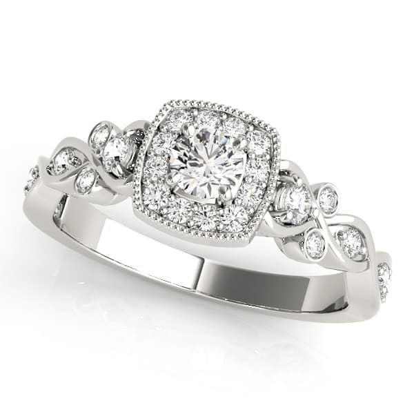 Vintage Style Halo Engagement Rings — style 51033 in 10k White Gold