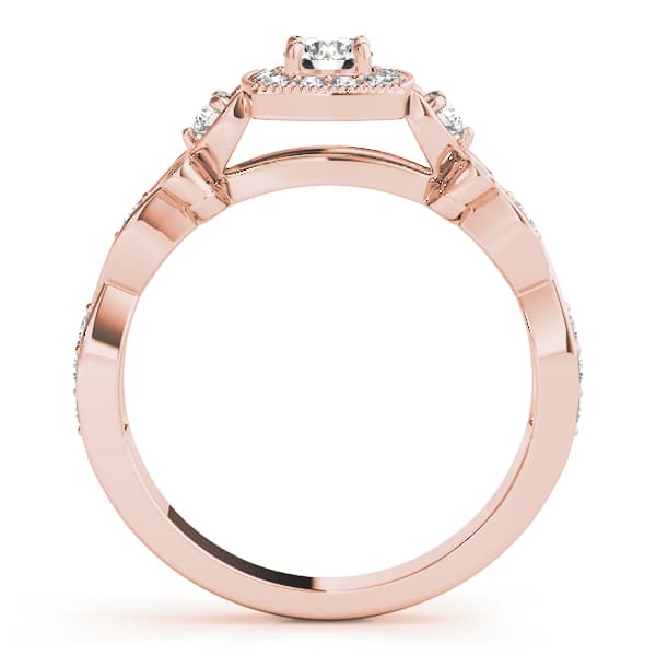 Vintage Style Halo Engagement Ring, style 51033, Side view in rose gold