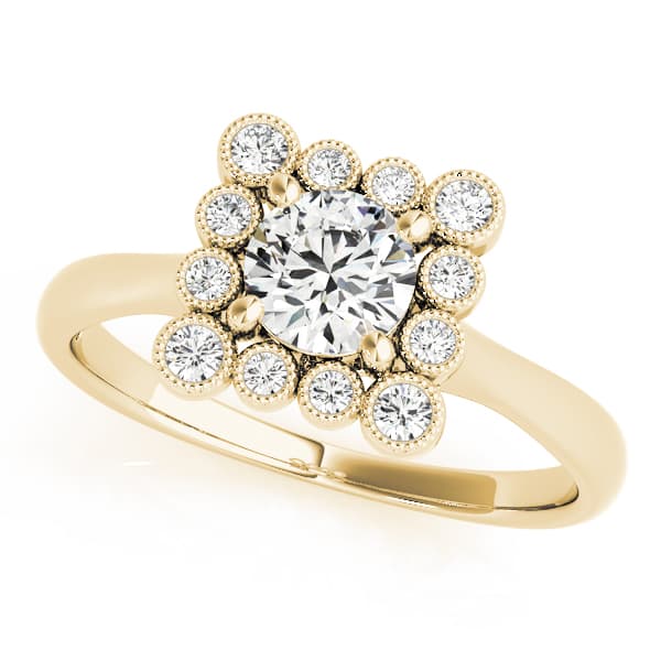Engagement Ring, style 51034, Front view in yellow gold