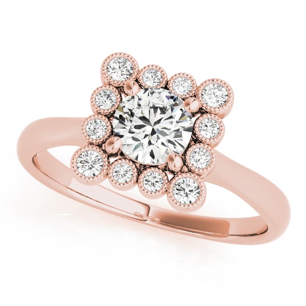 Engagement Ring, style 51034, Front view in rose gold