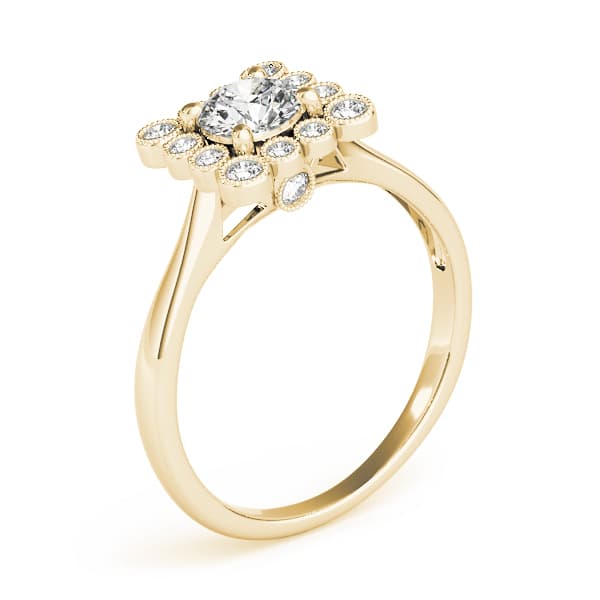 Engagement Ring, style 51034, Angle view in yellow gold