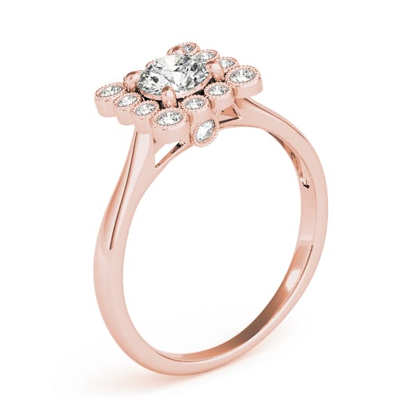 Engagement Ring, style 51034, Angle view in rose gold
