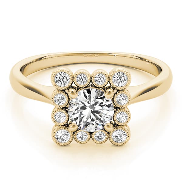 Engagement Ring, style 51034, On hand view in yellow gold