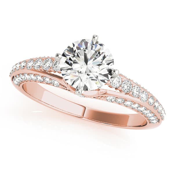 Multi-Row Pavé Engagement Ring, style 51037, Front view in rose gold