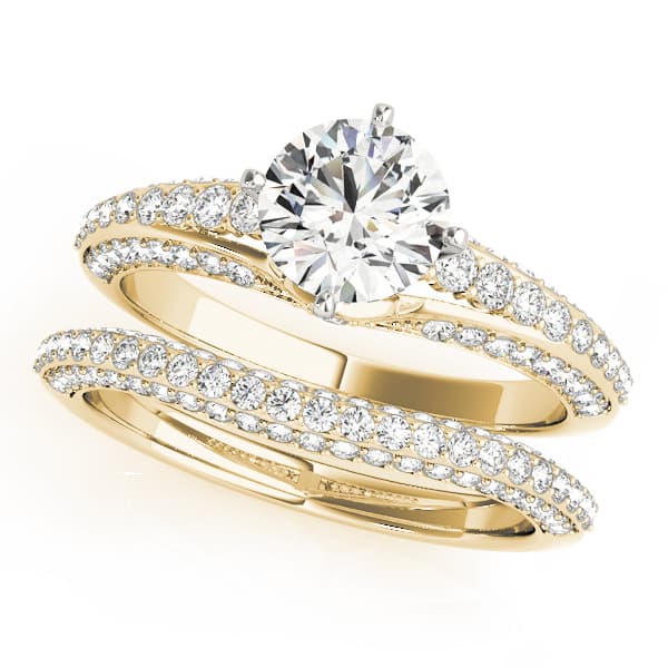 Multi-Row Pavé Engagement Ring, style 51037, On hand view in yellow gold