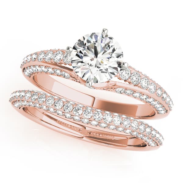 Multi-Row Pavé Engagement Ring, style 51037, On hand view in rose gold