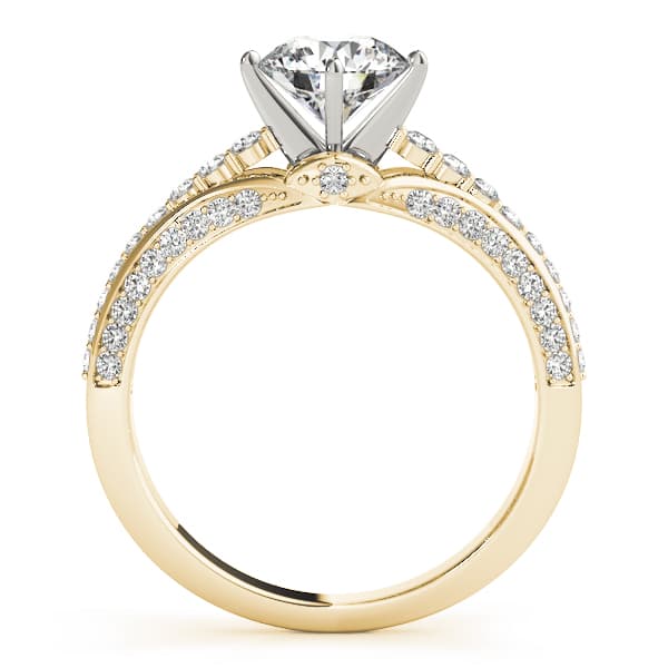 Multi-Row Pavé Engagement Ring, style 51037, Side view in yellow gold