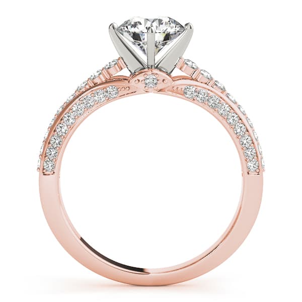 Multi-Row Pavé Engagement Ring, style 51037, Side view in rose gold