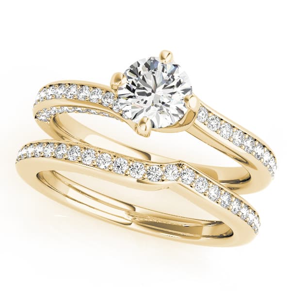 Engagement Ring, style 51038, On hand view in yellow gold