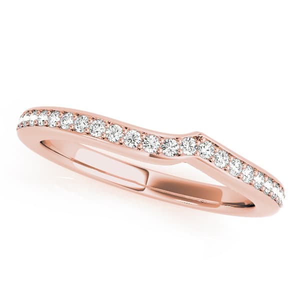 Single Row Prong Curved Wedding Band (1/8 ct. tw.), Front view in rose gold