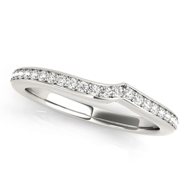 Single Row Prong Curved Wedding Band — View 1
