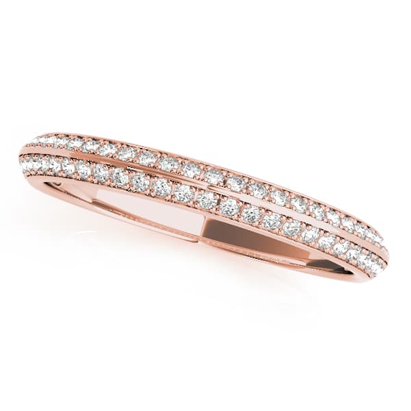 Double Row Pavé Wedding Rings (3/8 ct. tw.), Front view in rose gold