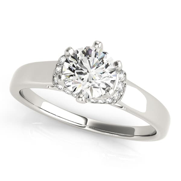 Solitaire Hidden Halo Engagement Rings — style 51042 in 10k White Gold