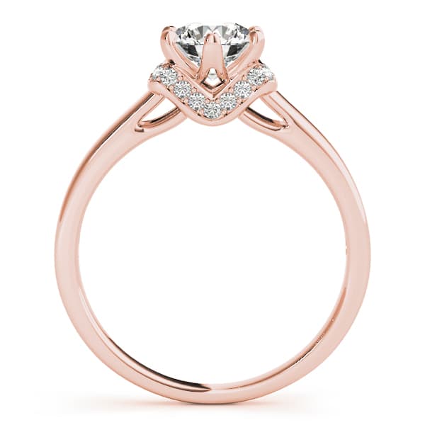 Solitaire Hidden Halo Engagement Ring, style 51042, Side view in rose gold