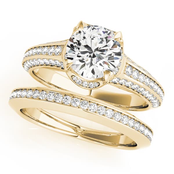 Engagement Ring, style 51043, On hand view in yellow gold