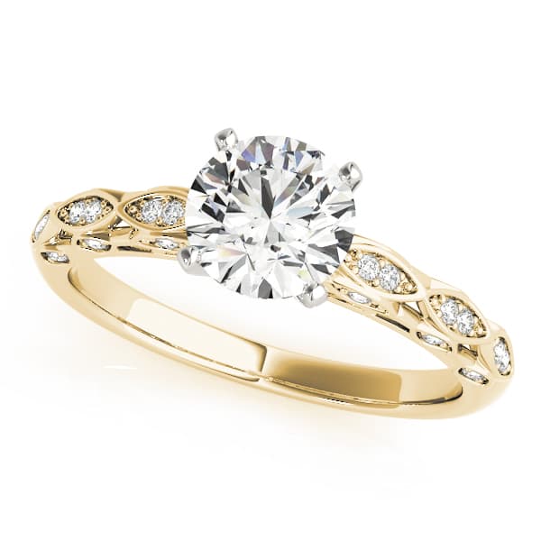 Vintage Inspired Engagement Ring, style 51044, Front view in yellow gold