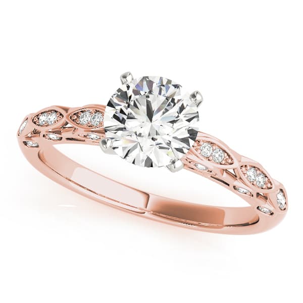 Vintage Inspired Engagement Ring, style 51044, Front view in rose gold
