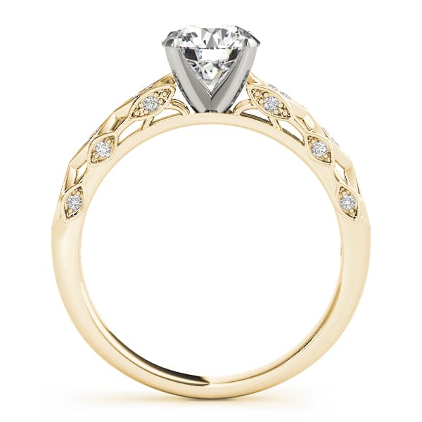 Vintage Inspired Engagement Ring, style 51044, Side view in yellow gold