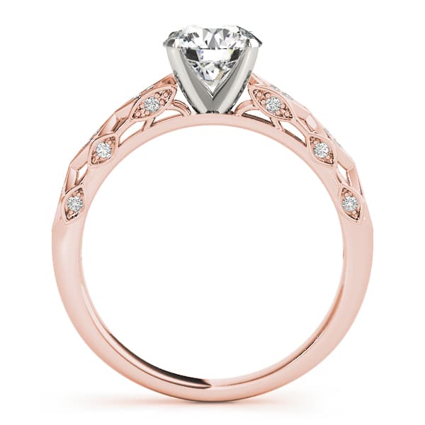 Vintage Inspired Engagement Ring, style 51044, Side view in rose gold