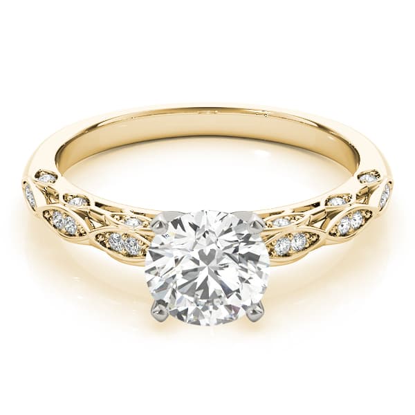 Vintage Inspired Engagement Ring, style 51044, Top view in yellow gold