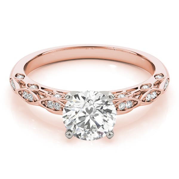 Vintage Inspired Engagement Ring, style 51044, Top view in rose gold