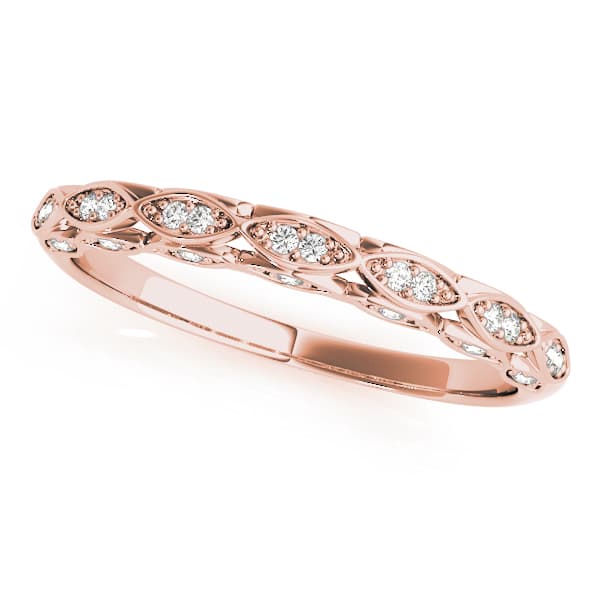 Vintage-Inspired Wedding Band (0.18 ct. tw.), Front view in rose gold
