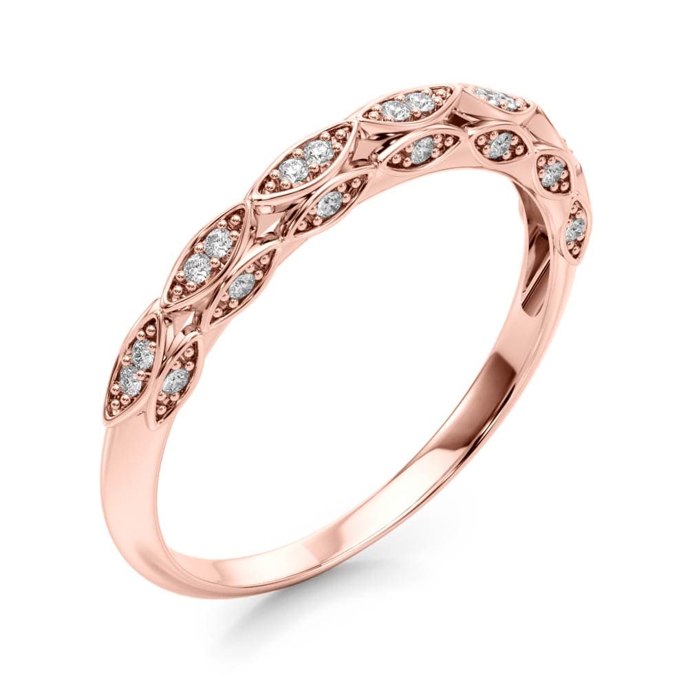 Vintage-Inspired Wedding Band (0.18 ct. tw.), Angle view in rose gold