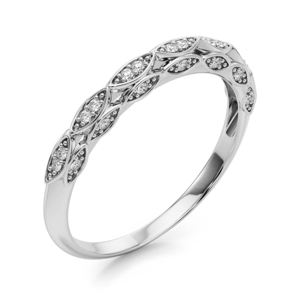 Vintage-Inspired Wedding Band (0.18 ct. tw.), Angle view in white gold or platinum