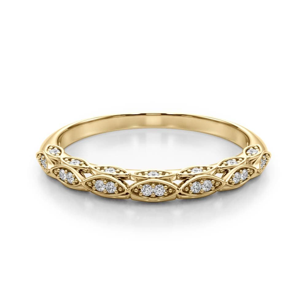 Vintage-Inspired Wedding Band (0.18 ct. tw.), On hand view in yellow gold