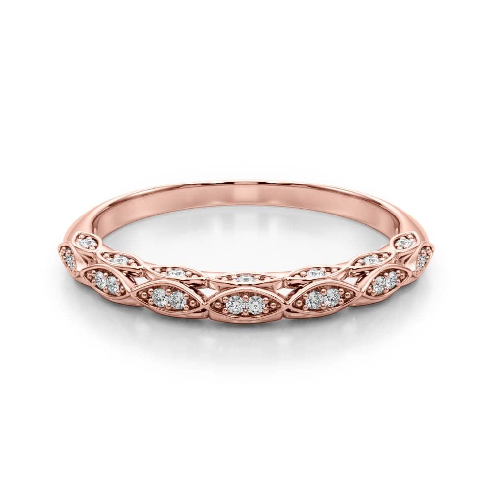 Vintage-Inspired Wedding Band (0.18 ct. tw.), On hand view in rose gold