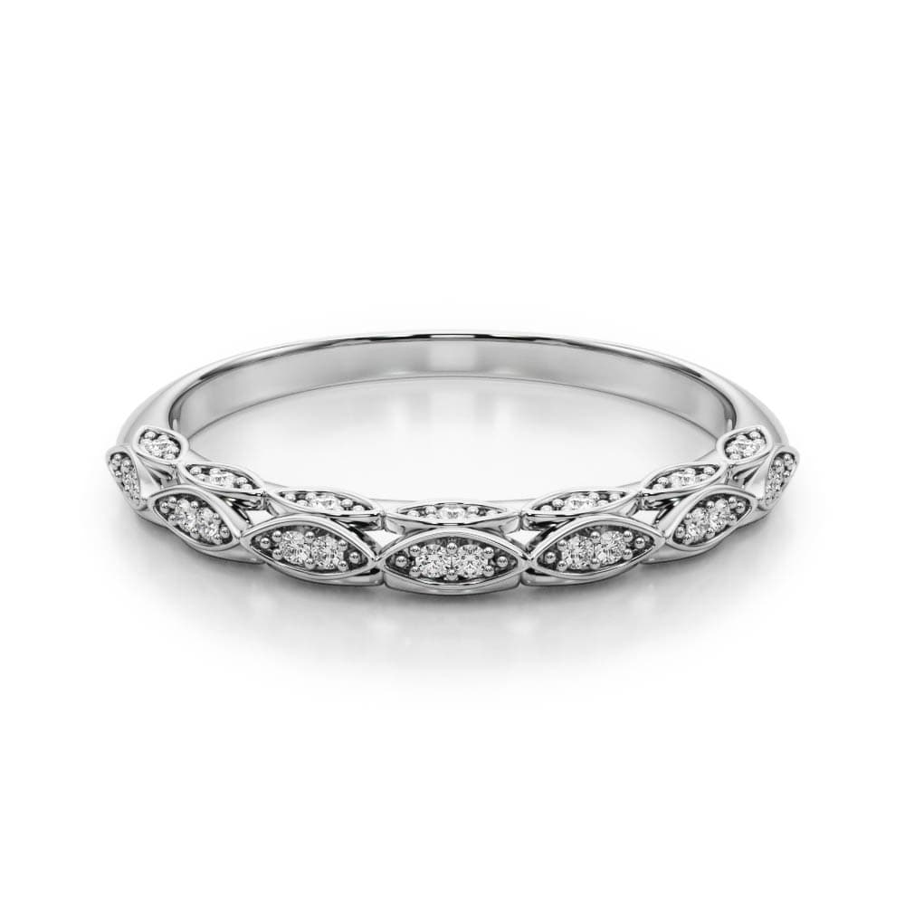 Vintage-Inspired Wedding Band (0.18 ct. tw.), On hand view in white gold or platinum